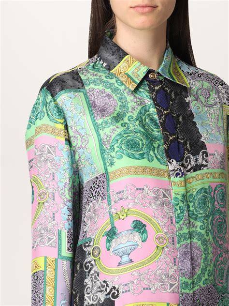 printed versace inspired blouse women|Versace long sleeve shirts women's.